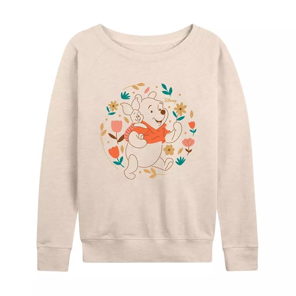 Disney's Winnie the Pooh Piglet & Pooh Women's Flowers French Terry Long Sleeve Tee, Girl's,  Product Image