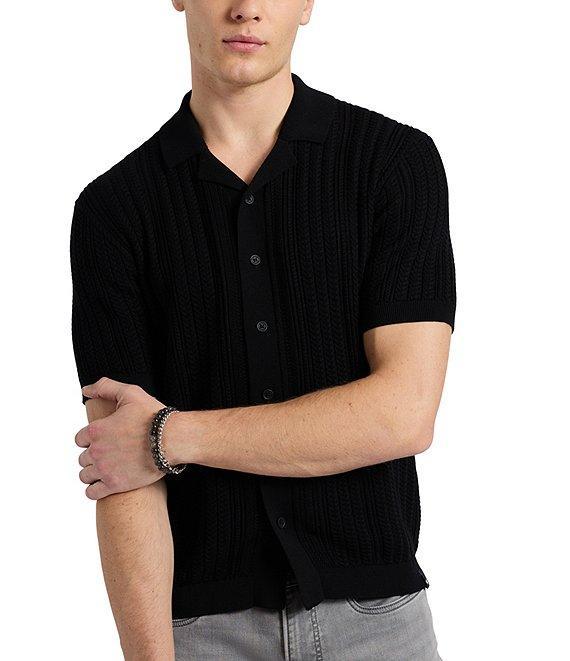 Buffalo David Bitton Wasko Textured Cable Knit Short Sleeve Polo Shirt Product Image