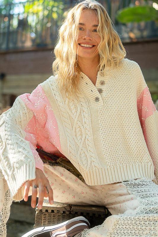 Pink Blossom Quilted Kit Sweater Product Image