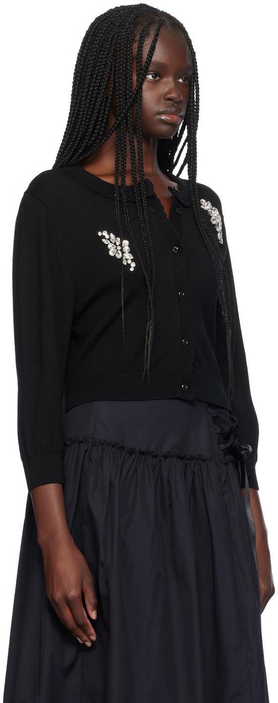 SIMONE ROCHA Black Embellished Cardigan In Black/clear Product Image