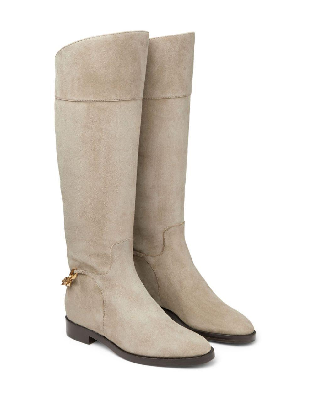 Nell chain-detailing suede boots Product Image