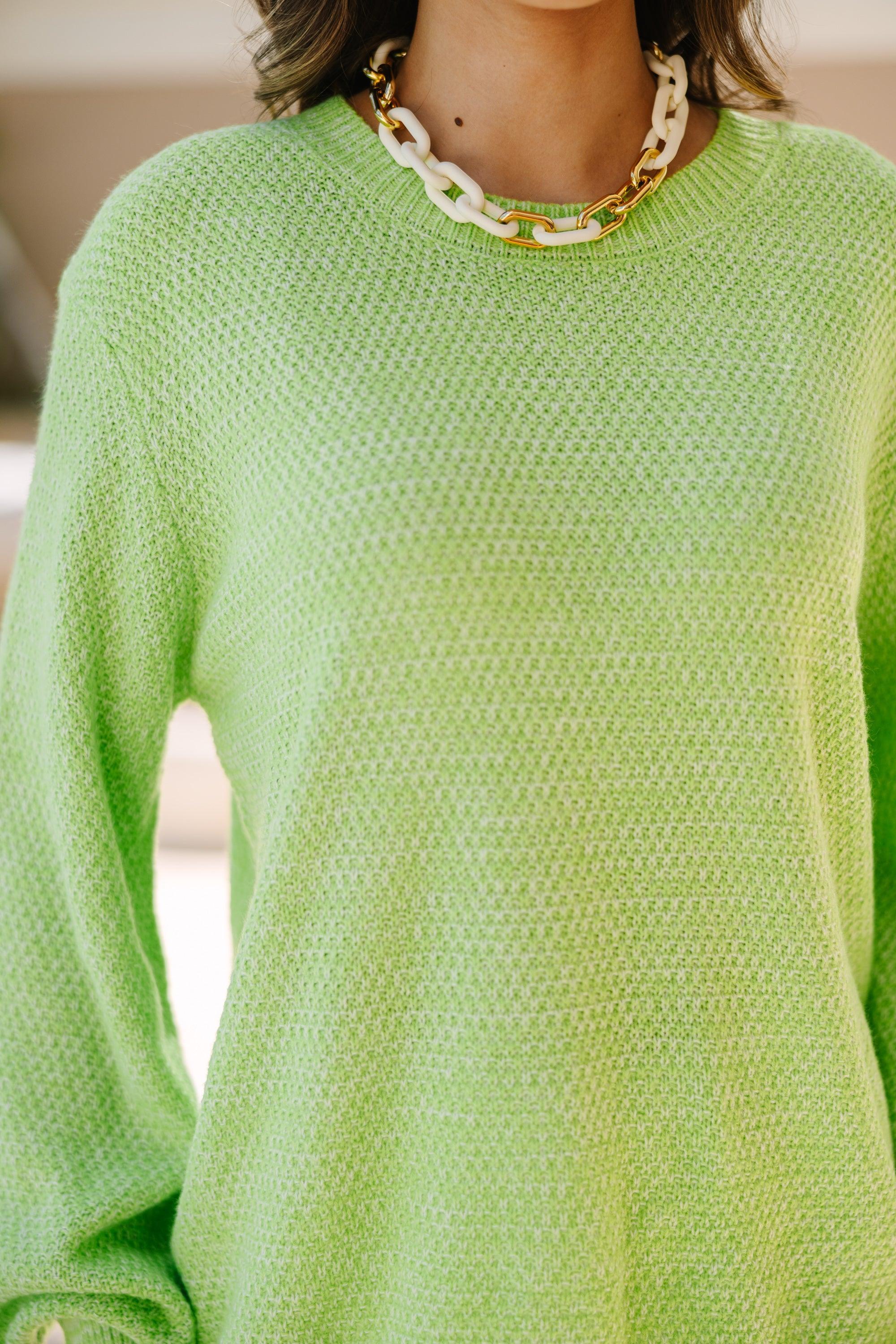 The Slouchy Lime Green Bubble Sleeve Sweater Female Product Image