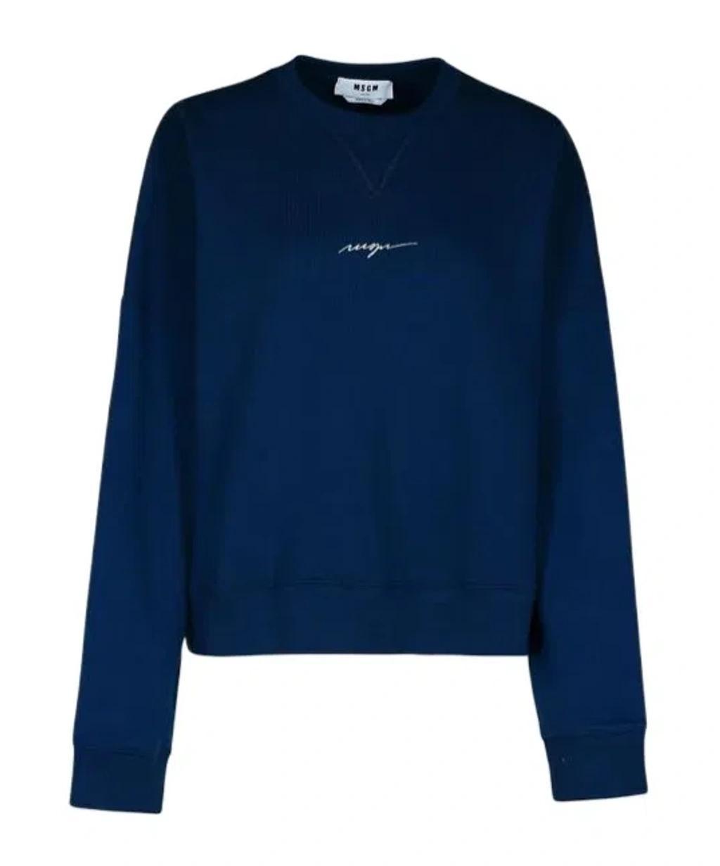 MSGM Logo-print Drop-shoulder Sweatshirt In Navy Product Image