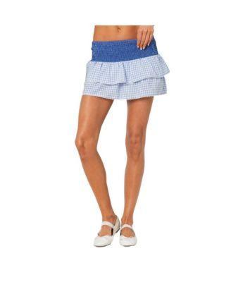 Edikted Womens Double Gingham ruffled mini skirt Product Image