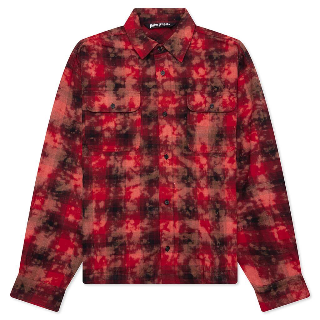 Curved Logo Check Shirt L/S - Red/Off-White Male Product Image