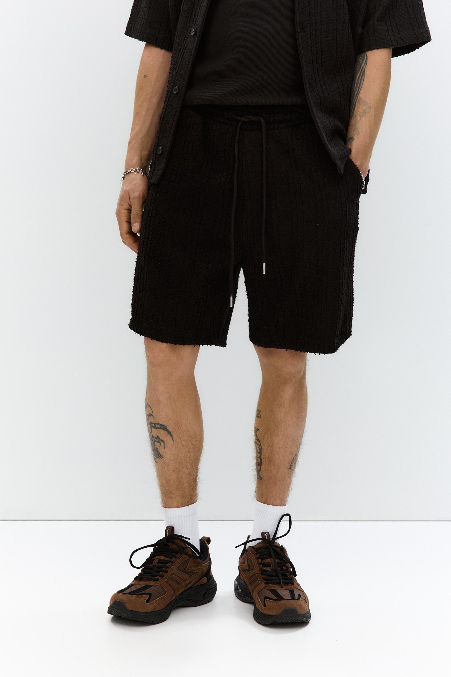 Waffle-knit Bermuda sweatpant shorts Product Image