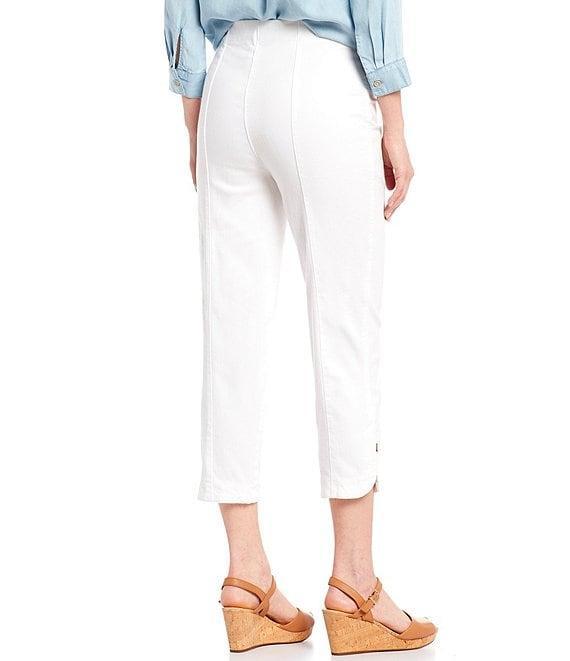 Intro Pull-On Curved Hem Elastic Waist Mid Rise Capri Pants Product Image