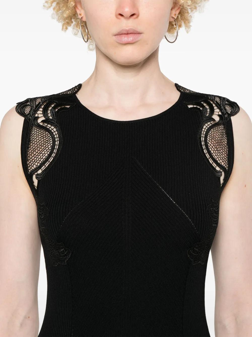 lace-detail ribbed midi dress Product Image