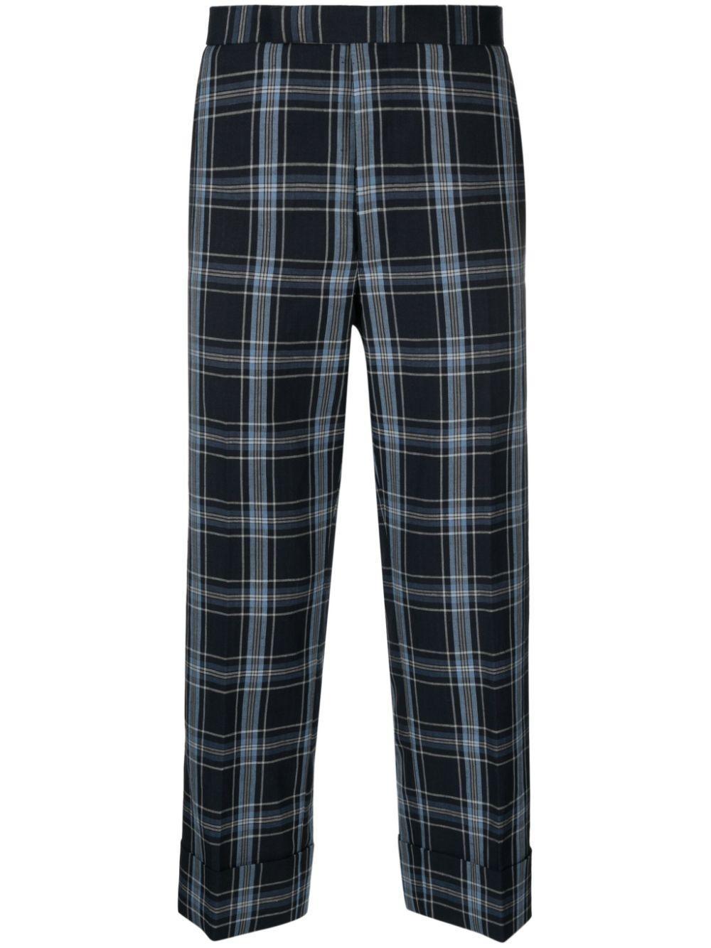 THOM BROWNE Low-rise Drop-crotch Tailored Trousers In Blue Product Image