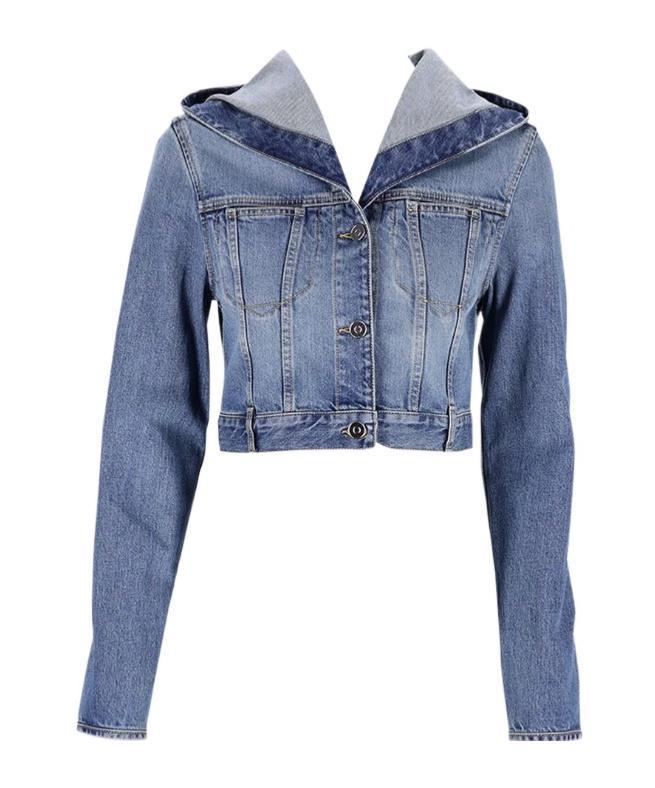 ALAÏA Denim Hooded Jacket In Blue Product Image