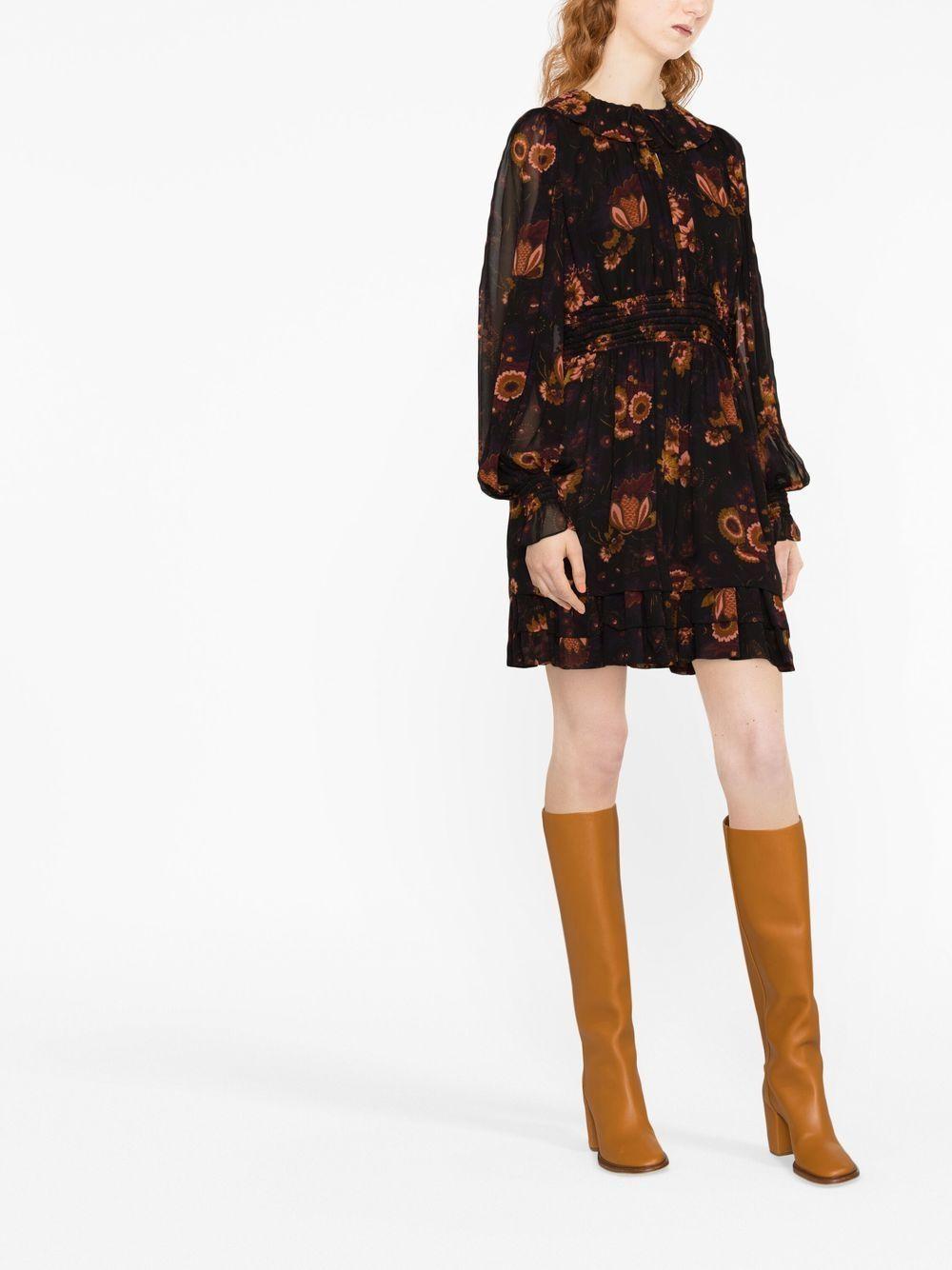 ULLA JOHNSON Adara Tiered-ruffle Mini Silk Dress In Valerian Product Image