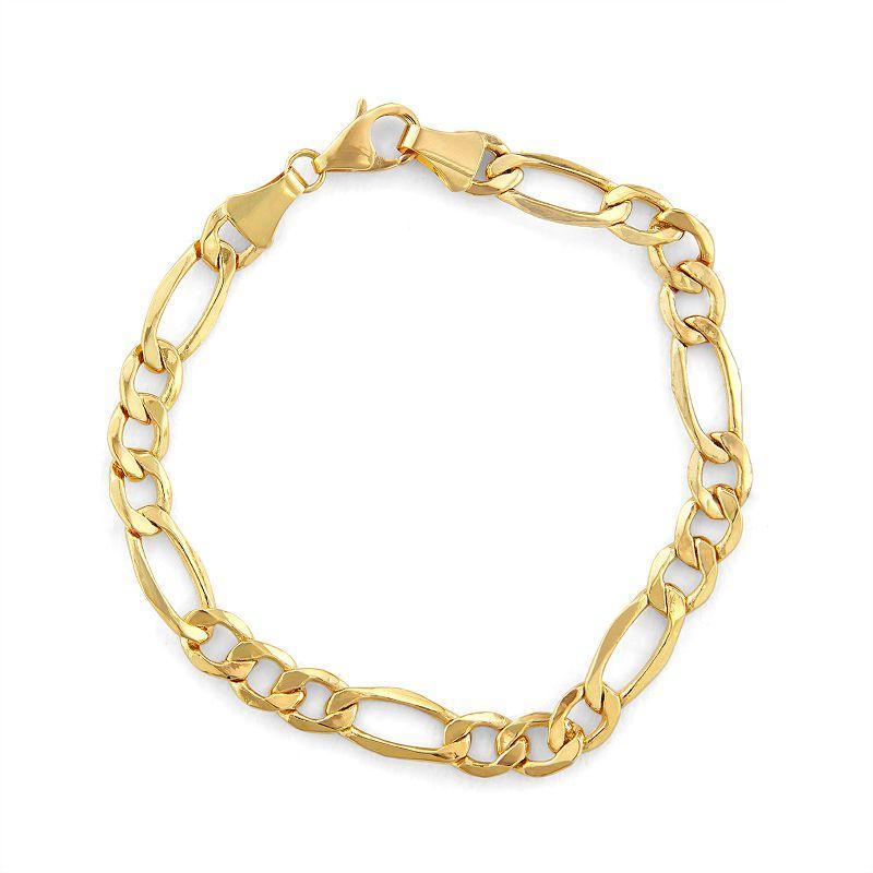 Jordan Blue Mens 14k Gold Figaro Chain Bracelet Yellow Product Image