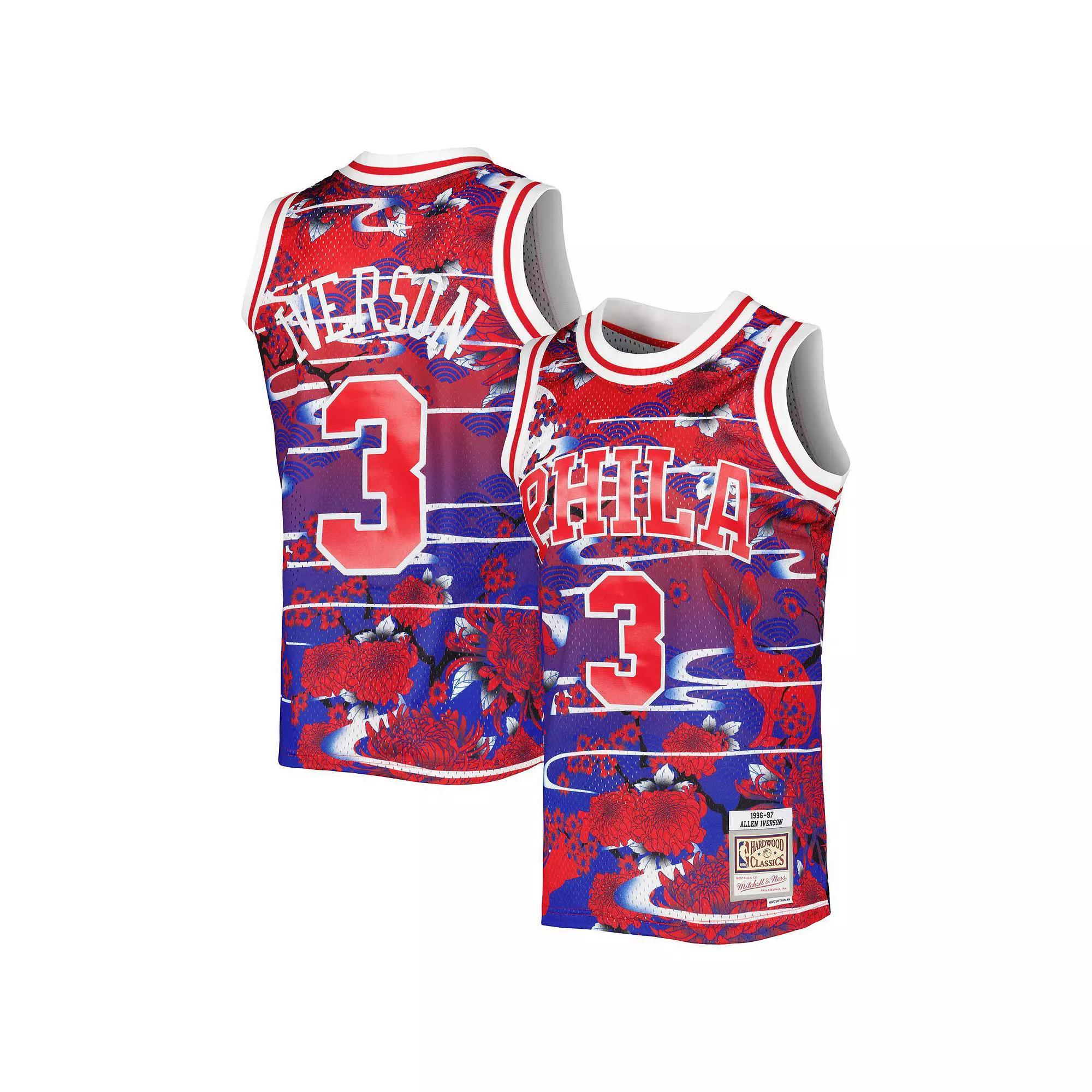 Men's Mitchell & Ness Allen Iverson Red Philadelphia 76ers 1996/97 Hardwood Classics Lunar New Year Swingman Jersey,  Product Image