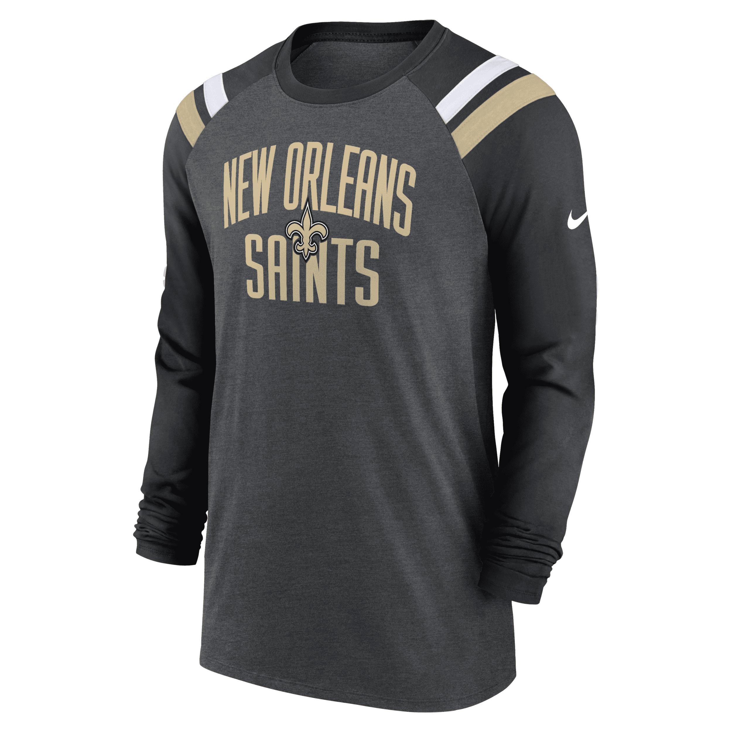 Mens Nike Heathered Charcoal/Black Las Vegas Raiders Tri-Blend Raglan Athletic Long Sleeve Fashion T-Shirt Product Image