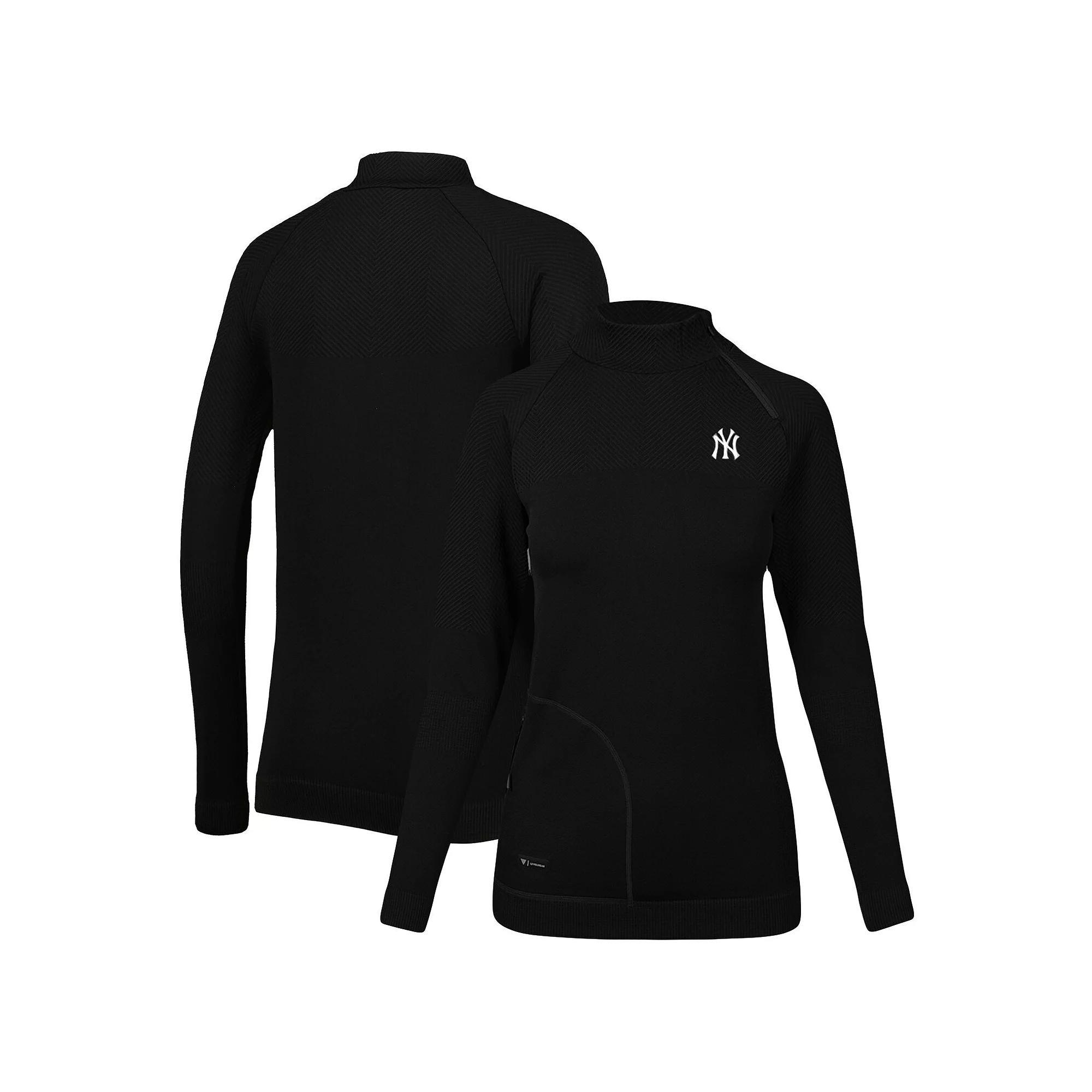 Womens Levelwear New York Yankees Verse Asymmetrical Raglan Tri-Blend Quarter-Zip Jacket Product Image