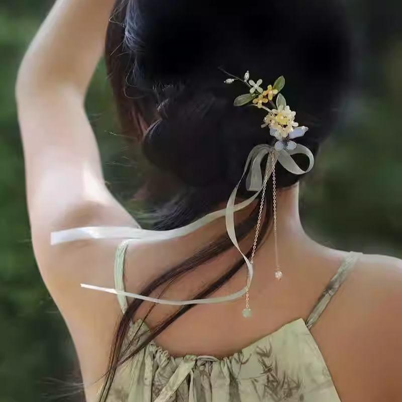 Butterfly Branches Ribbon Alloy Hair Stick Product Image