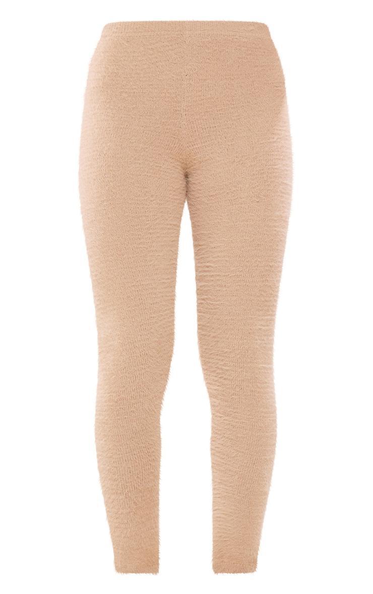 Beige Eyelash Knit Flared Hem Leggings Product Image