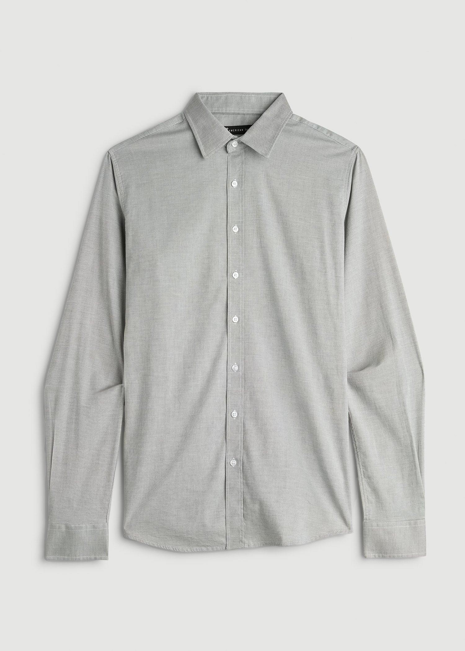 Oskar Button-Up Dress Shirt for Tall Men in Light Green Dobby Product Image