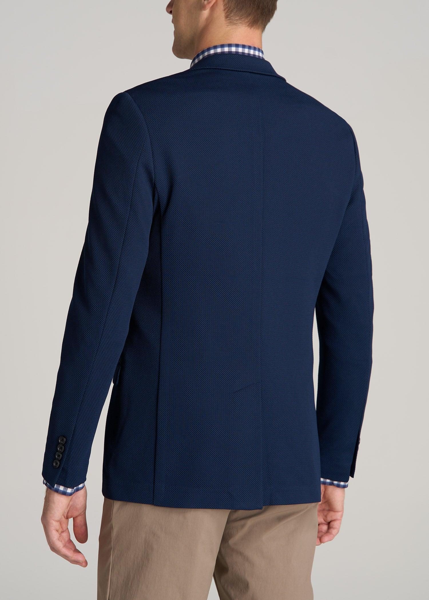 Textured Blazer for Tall Men in Navy Blue Male Product Image
