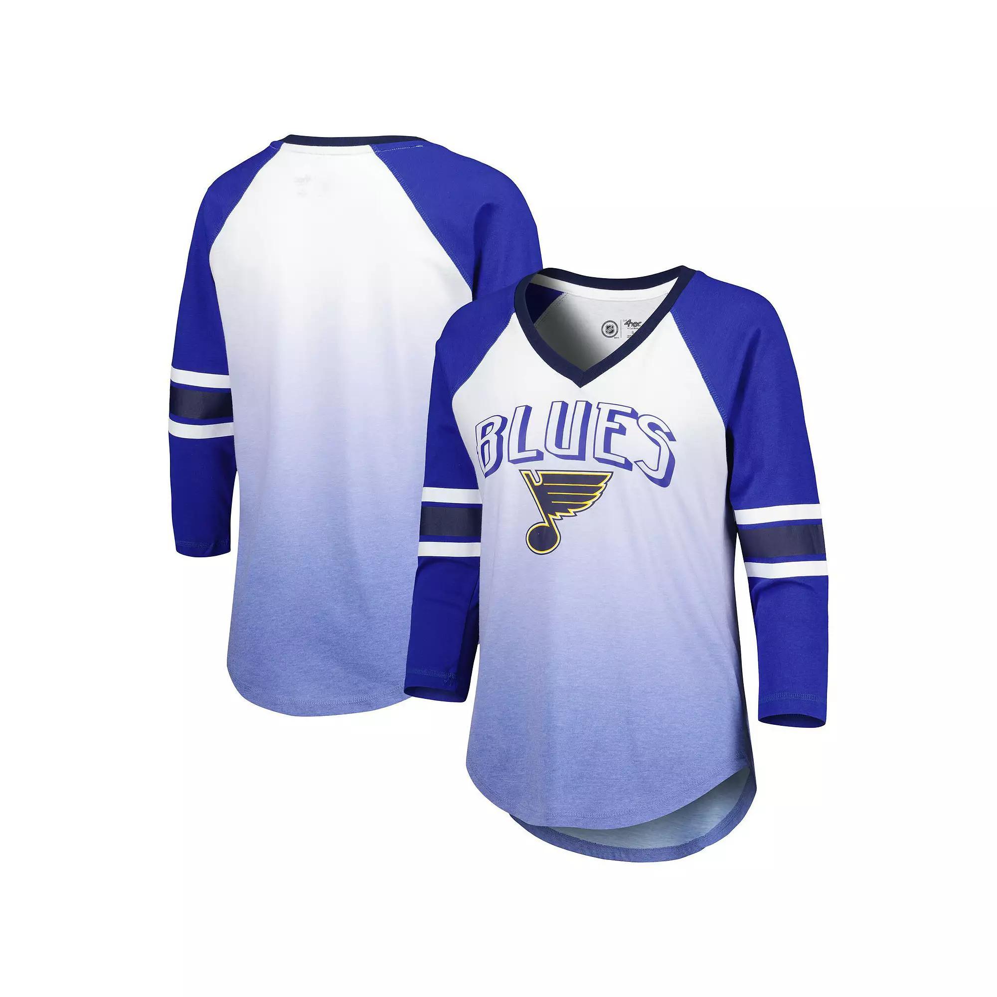 Women's G-III 4Her by Carl Banks Blue St. Louis Blues Lead Off Tri-Blend Raglan 3/4-Sleeve V-Neck T-Shirt, Size: Small Product Image