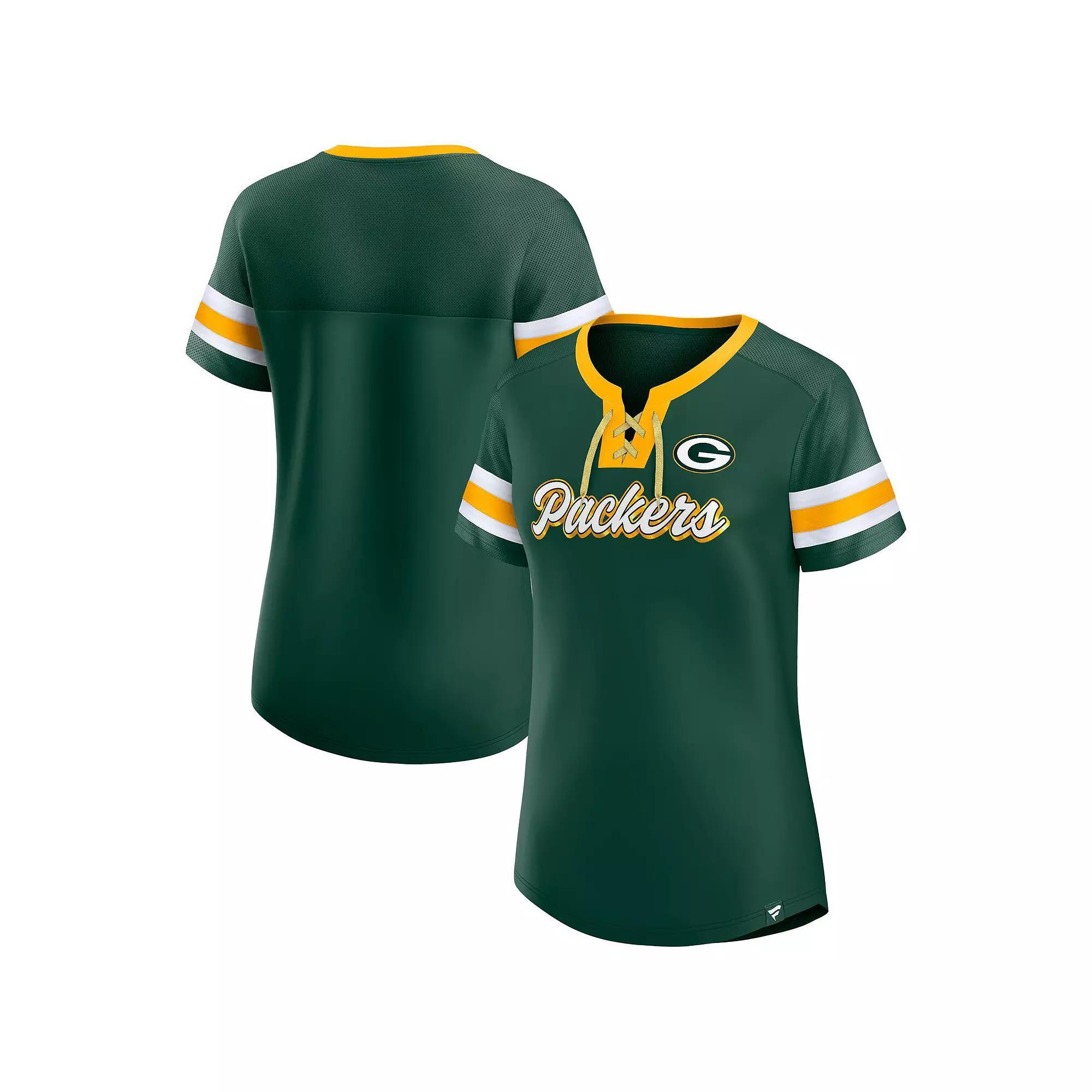 Women's Fanatics Branded Green Green Bay Packers Original State Lace-Up T-Shirt,  Product Image