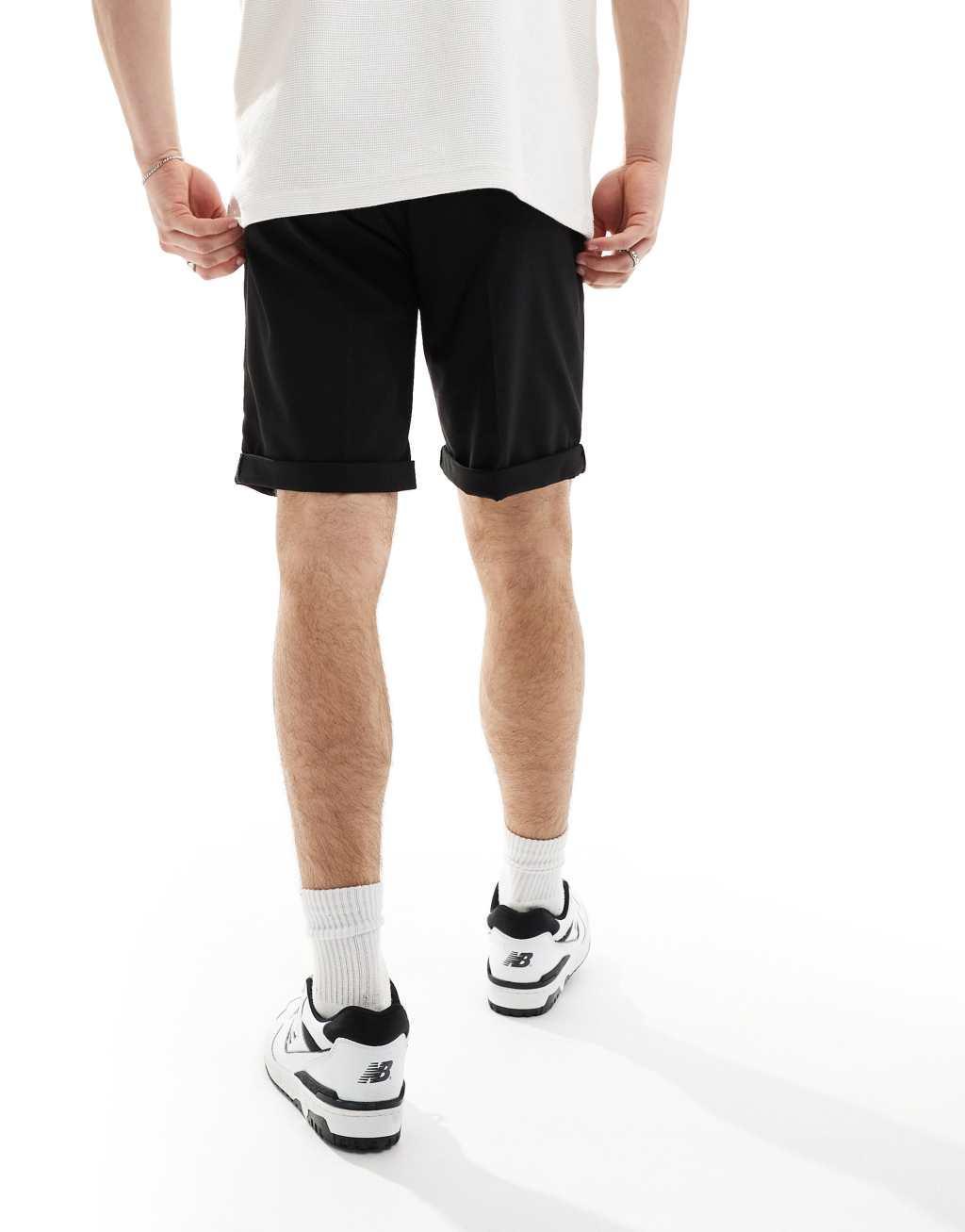 ASOS DESIGN smart straight leg shorts in black Product Image