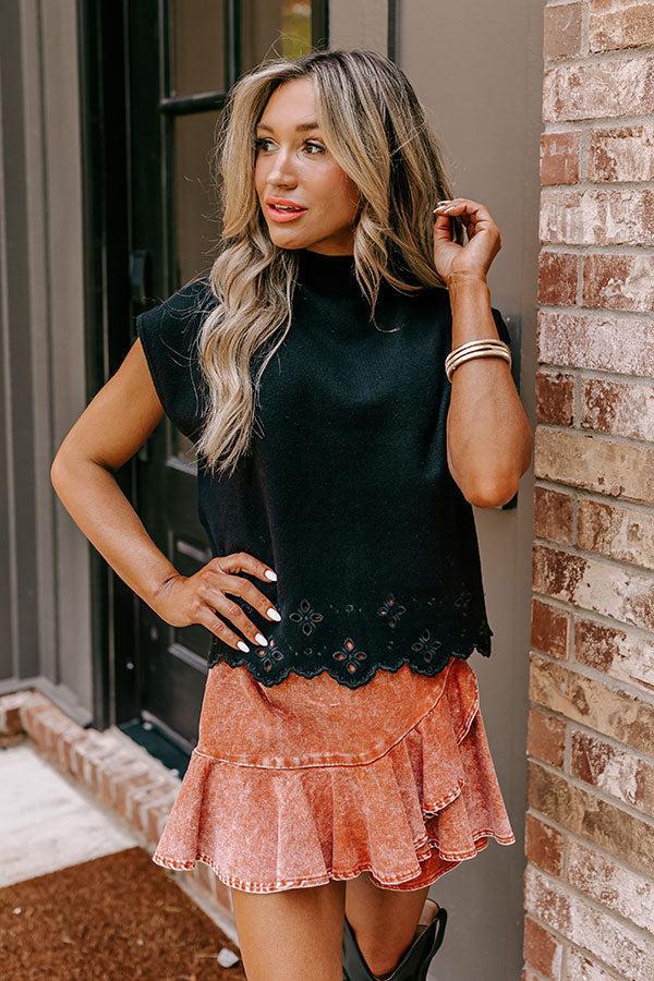 Couture Classic Eyelet Sweater Top in Black Product Image