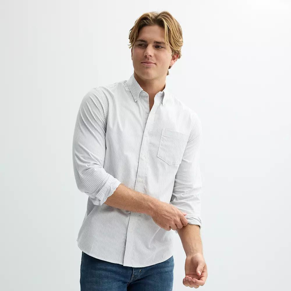Men's Sonoma Goods For Life® Long Sleeve Slim Fit Perfect Length Button-Down Shirt,  Product Image