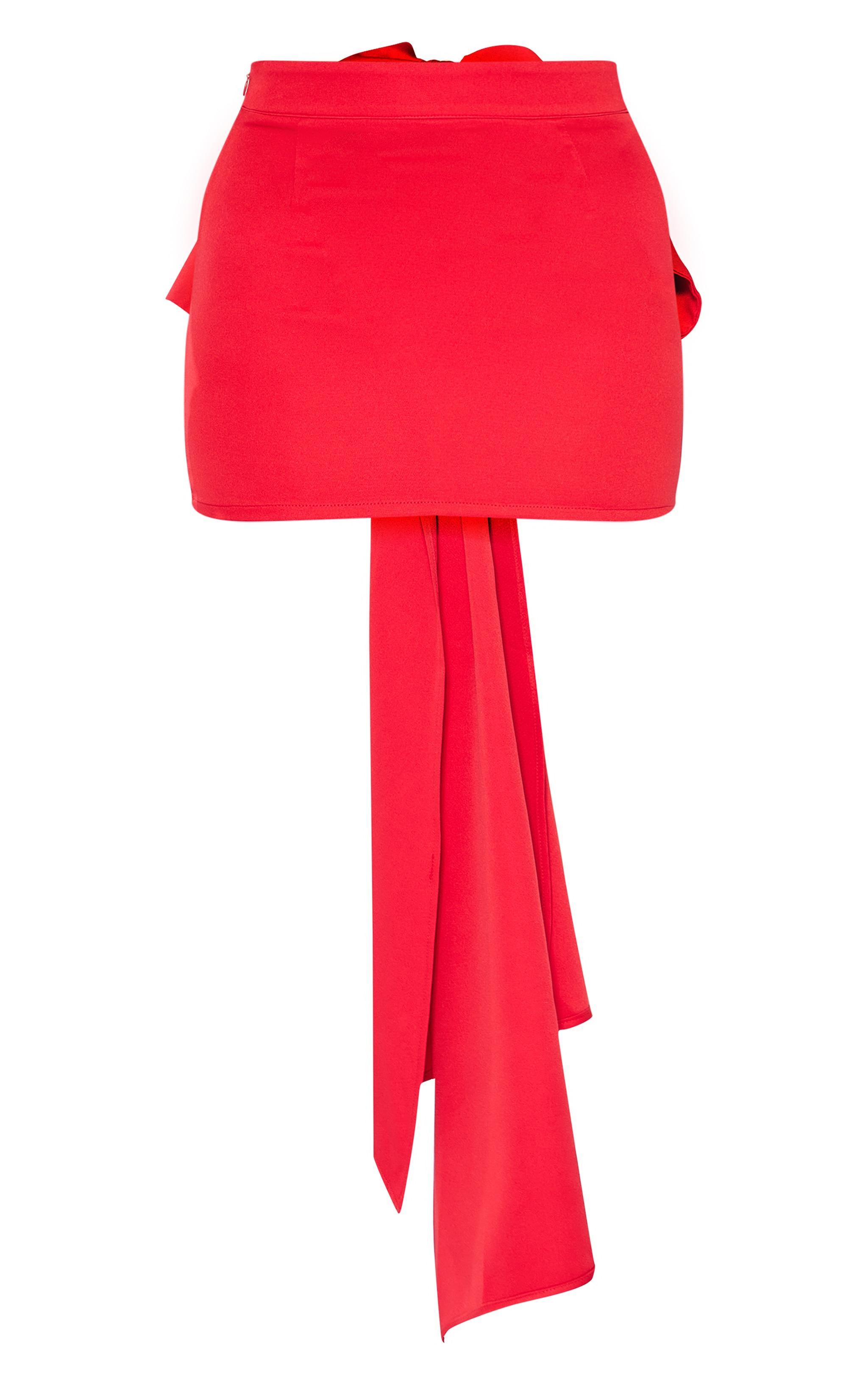 Red Oversized Bow Detail Mini Skirt Product Image