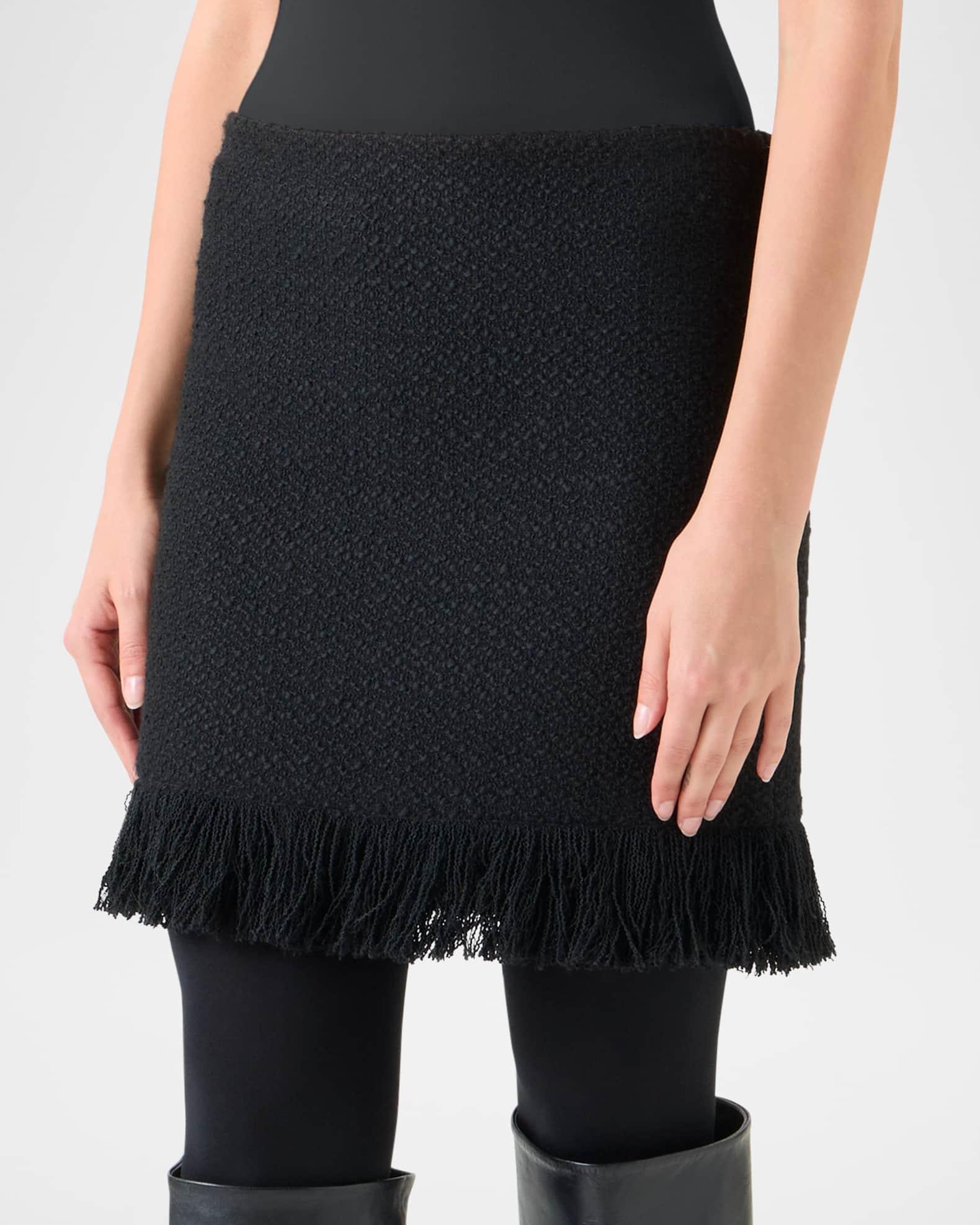 Boucle Tweed Fringed Mini Skirt Product Image