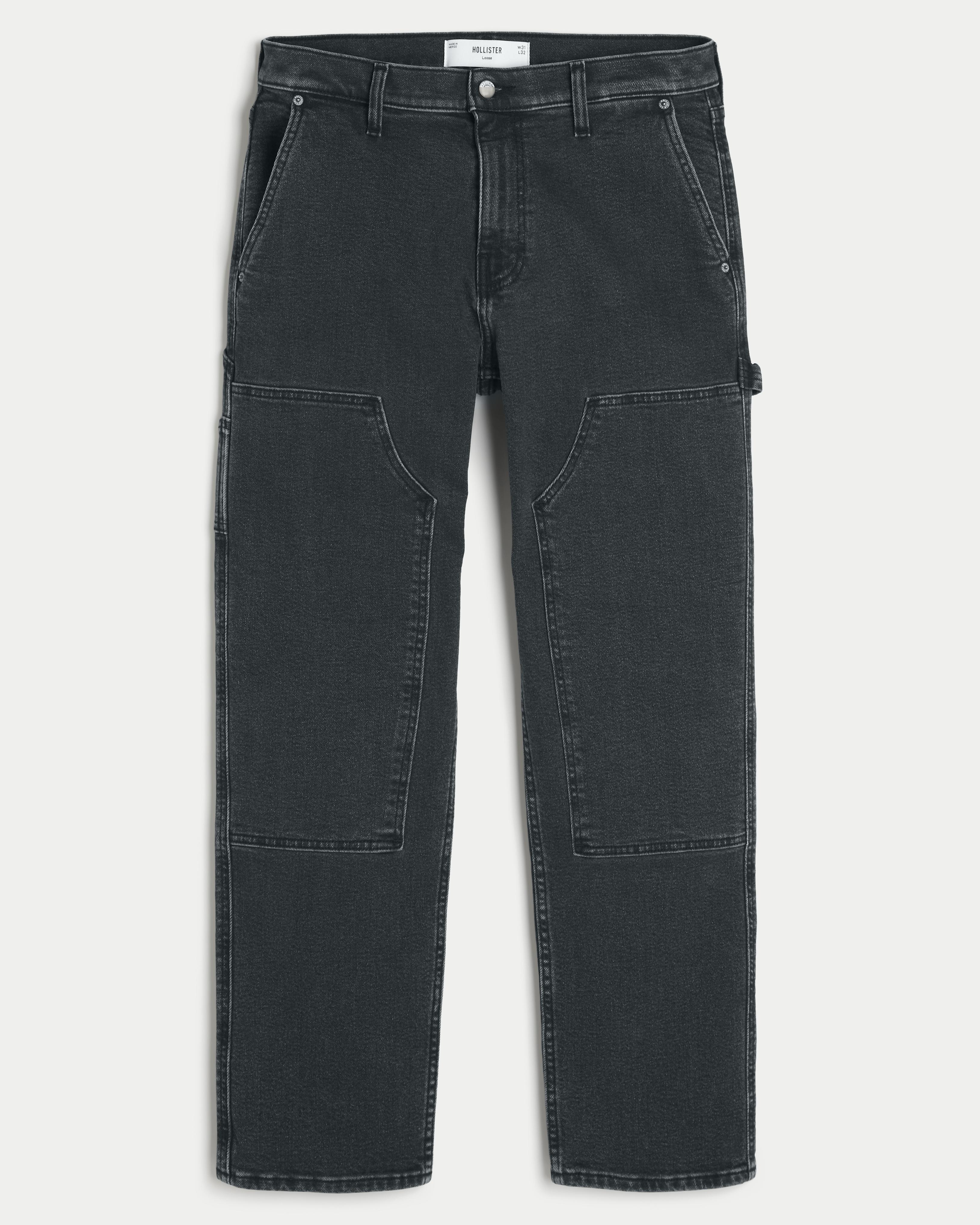 Washed Black Loose Carpenter Jeans Product Image