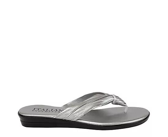 Womens Italian Shoemakers Aleena Flat Sandals Silver Product Image