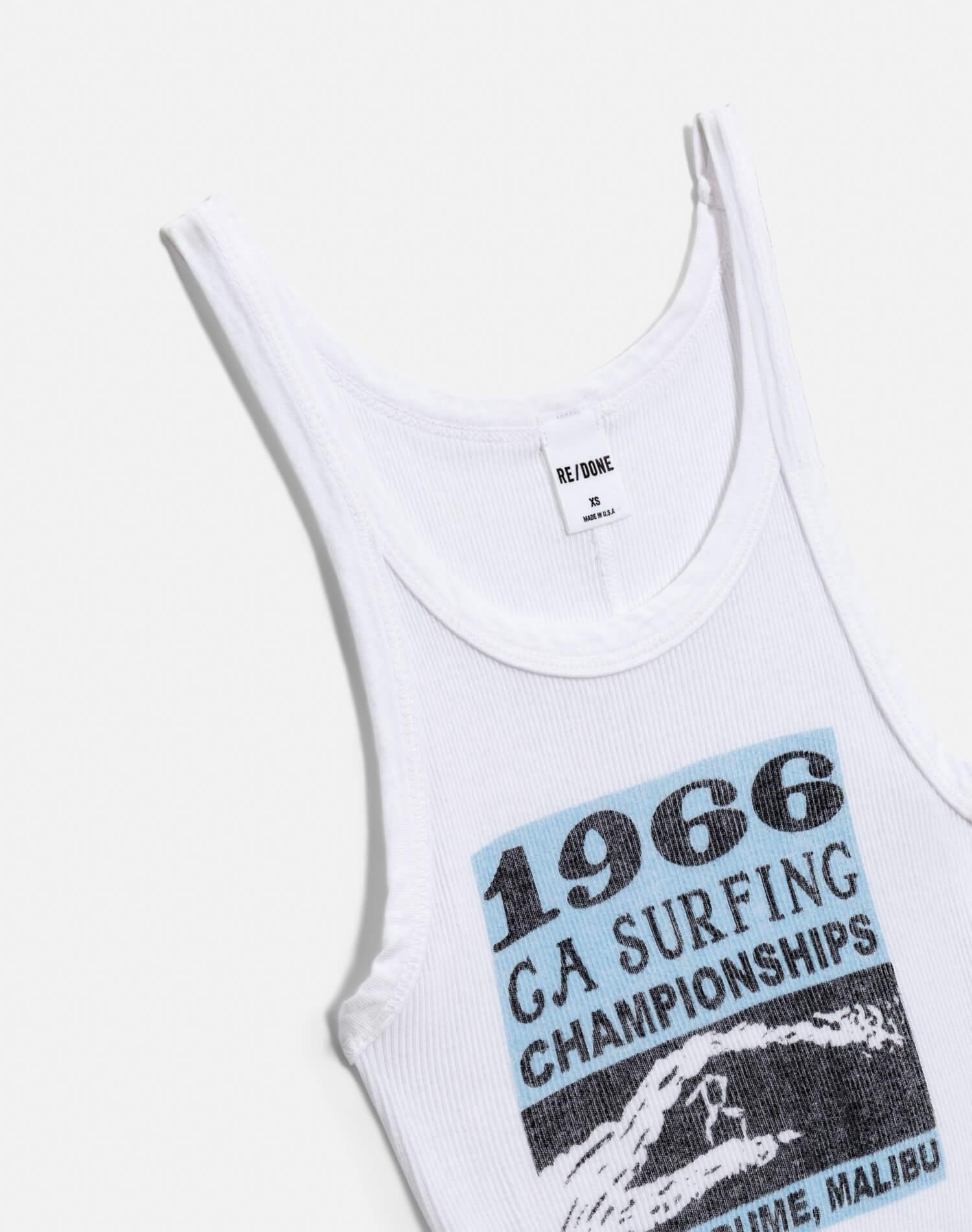 Ribbed "CA Surf" Tank - Optic White Female Product Image