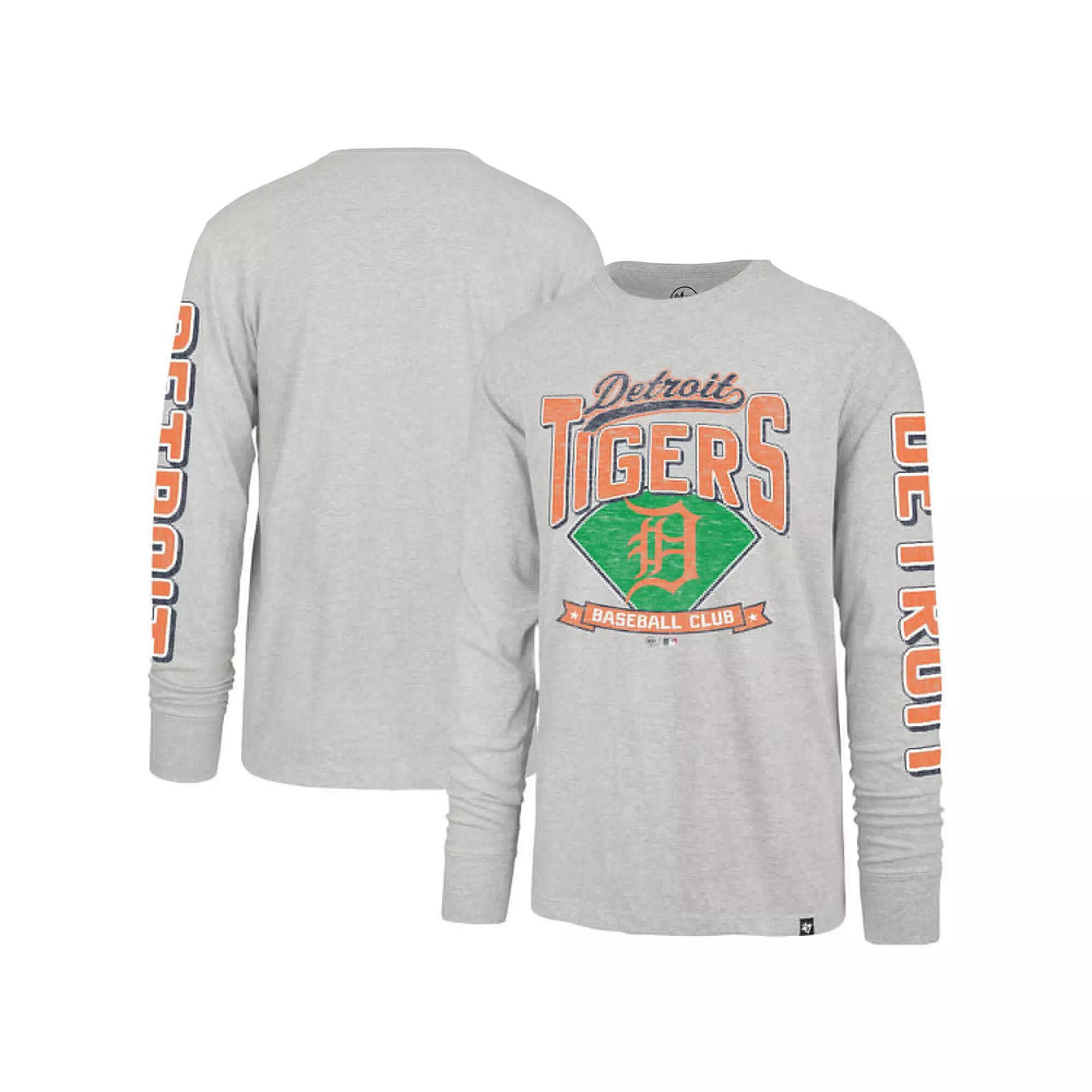 Men's '47 Gray Detroit Tigers Fair Ball Franklin Long Sleeve T-Shirt,  Product Image