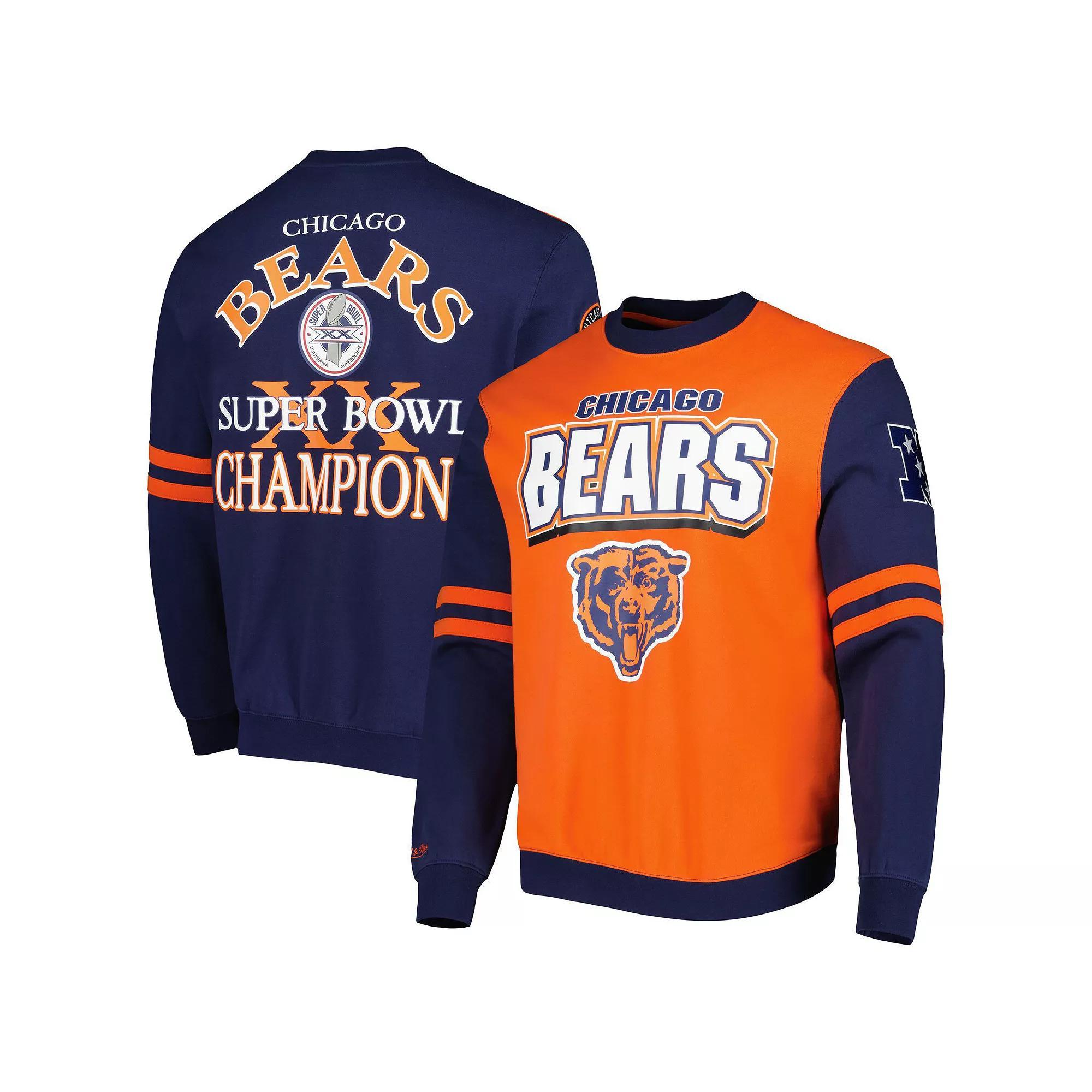 Men's Mitchell & Ness Orange Chicago Bears All Over 2.0 Pullover Sweatshirt,  Product Image