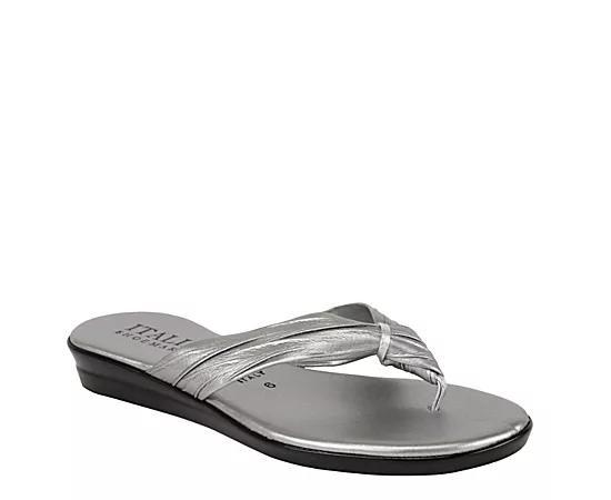 Womens Italian Shoemakers Aleena Flat Sandals Silver Product Image