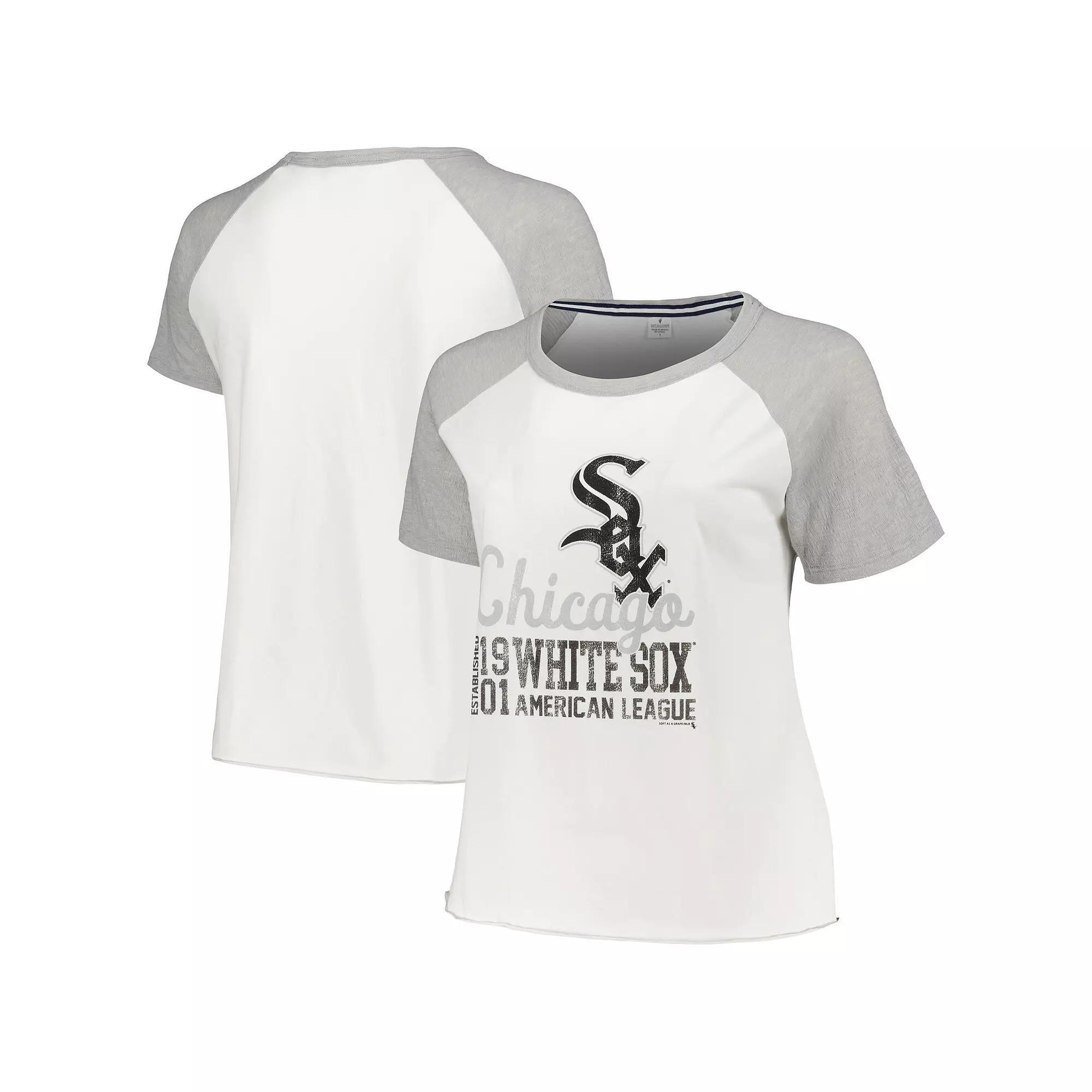 Women's Soft as a Grape White Chicago White Sox Plus Size Baseball Raglan T-Shirt, Size: 1XL Product Image