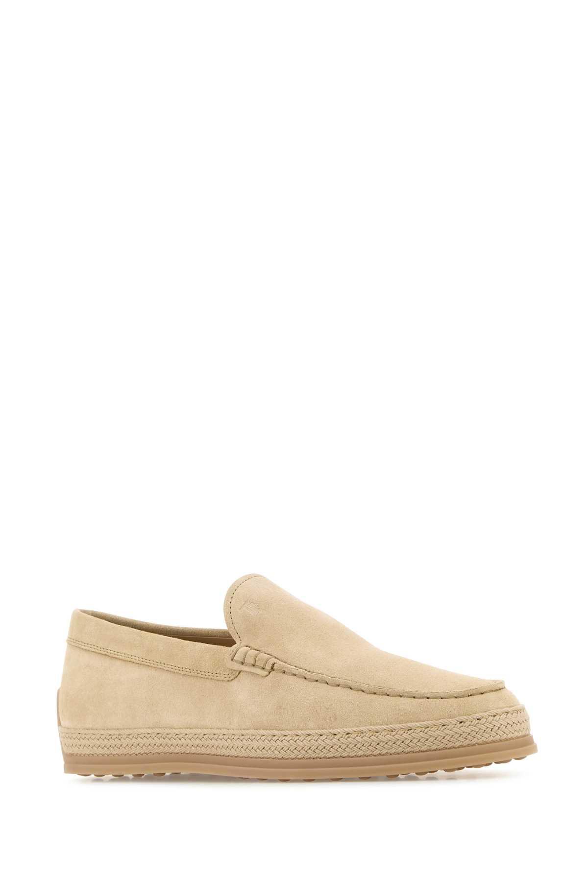 TOD'S Mokassins Aus Veloursleder Mit Raffiabast In Beige Product Image