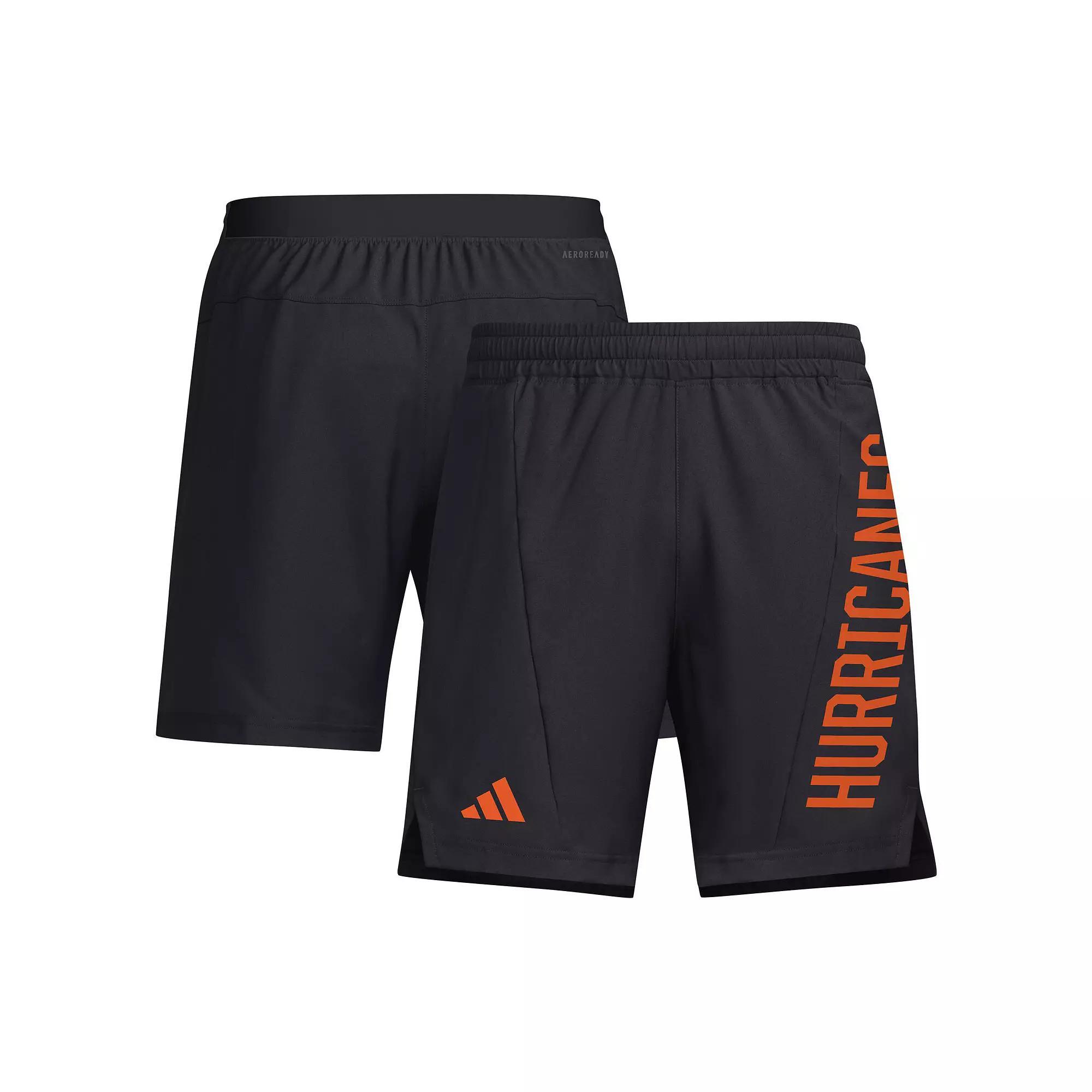 Men's adidas Black Miami Hurricanes Designed for Training AEROREADY Shorts,  Product Image