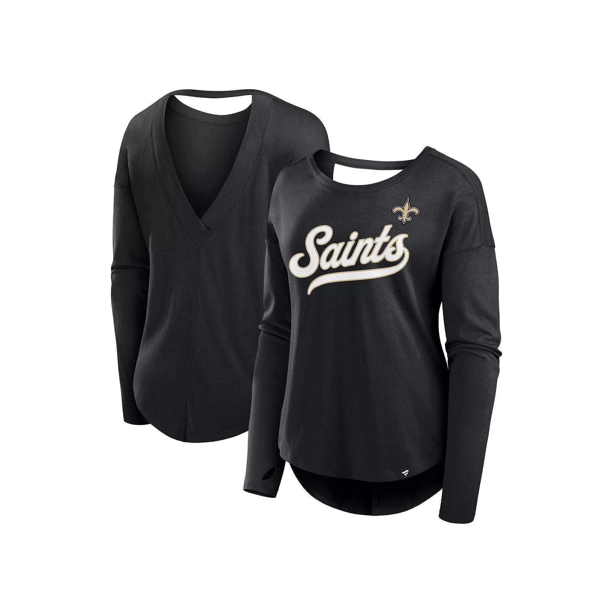 Women's Fanatics Black New Orleans Saints Core Long Sleeve Fashion T-Shirt,  Product Image