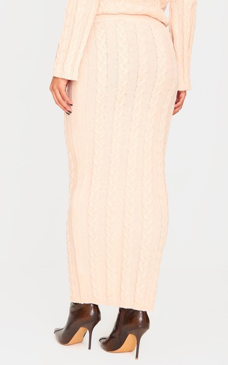 Oatmeal Cable Knit Maxi Skirt Product Image