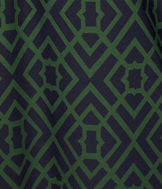 Jude Connally Kerry Garden Lattice Loden Print Split V-Neck 3/4 Bell Sleeve Knit Shift Dress Product Image