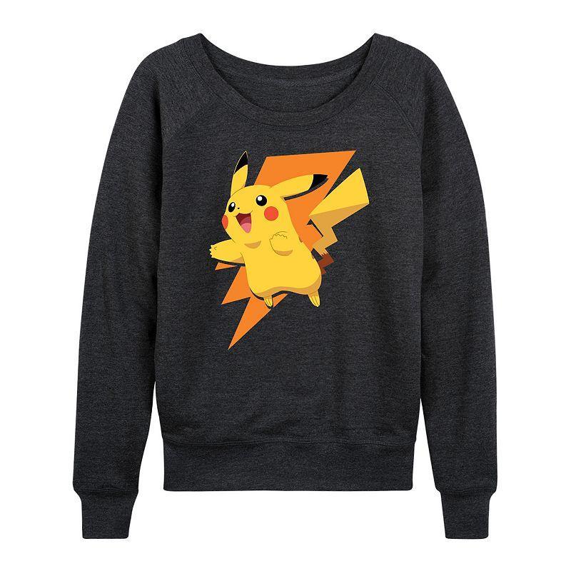 Womens Pokemon Pikachu Bolt Lightweight French Terry Sweatshirt Heather Grey Product Image