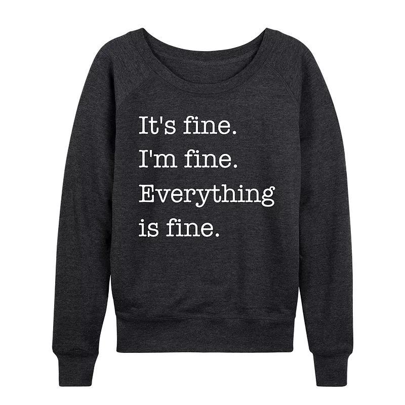 Women's It's Fine I'm Fine French Terry Long Sleeve Tee, Girl's, Size: Medium, Grey Indigo Product Image