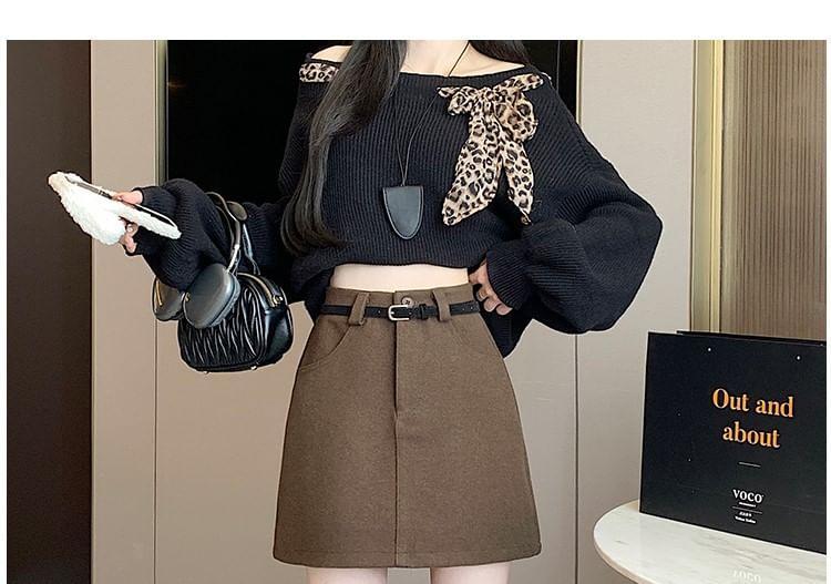 High Waist Plain Mini A-Line Skirt Product Image