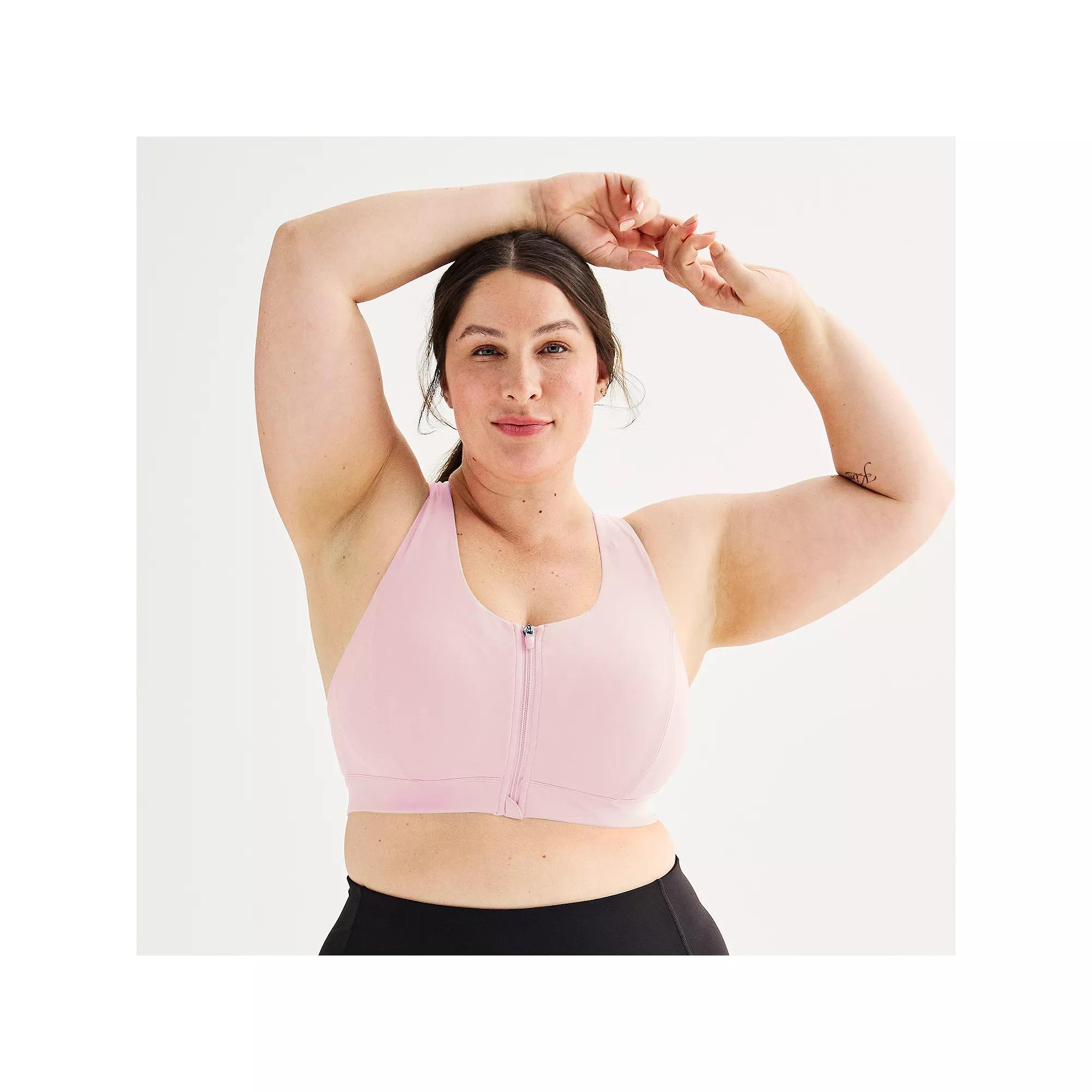 Plus Size Tek Gear® Ultrastretch Medium Support Zip Front Sports Bra, Women's, Size: 4XL, Mini Latte Product Image