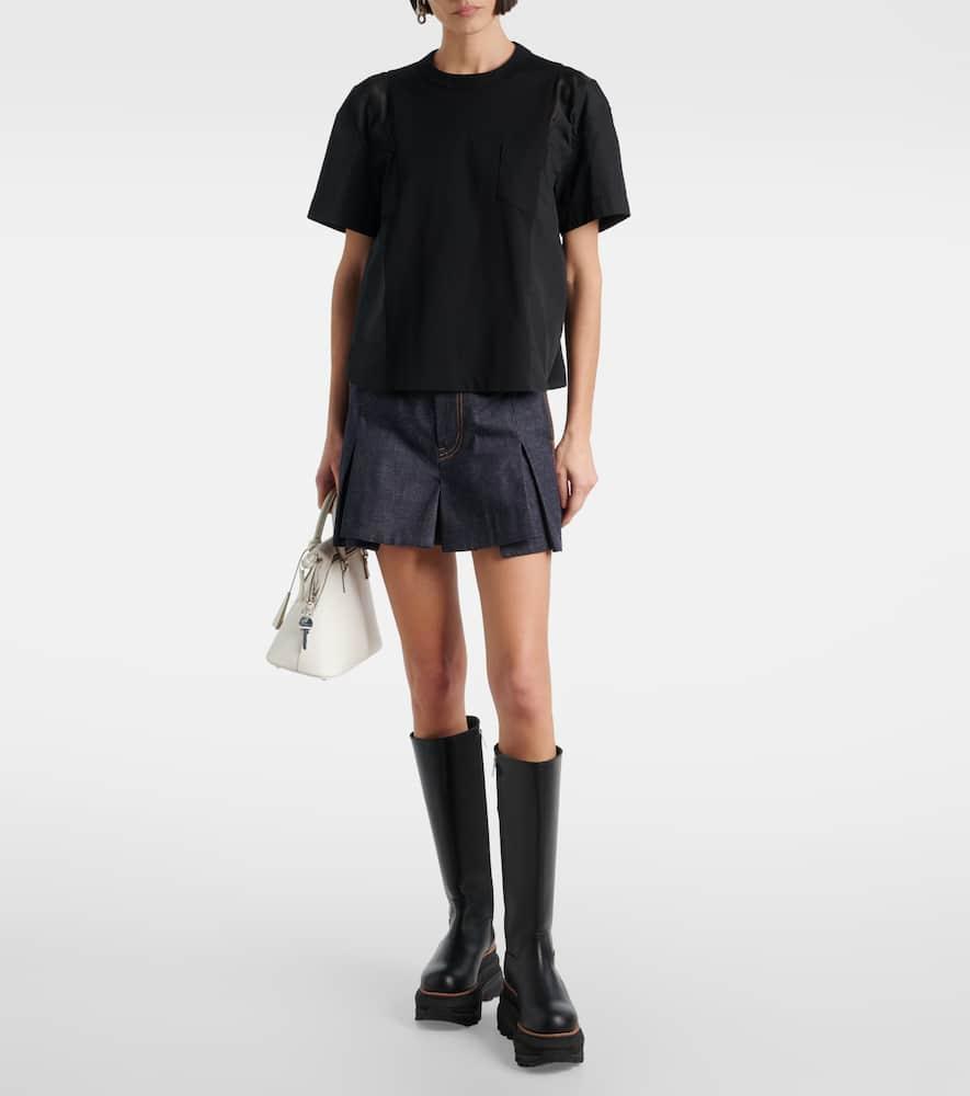 SACAI T-shirt Aus Baumwollpopeline Und Jersey In Schwarz Product Image