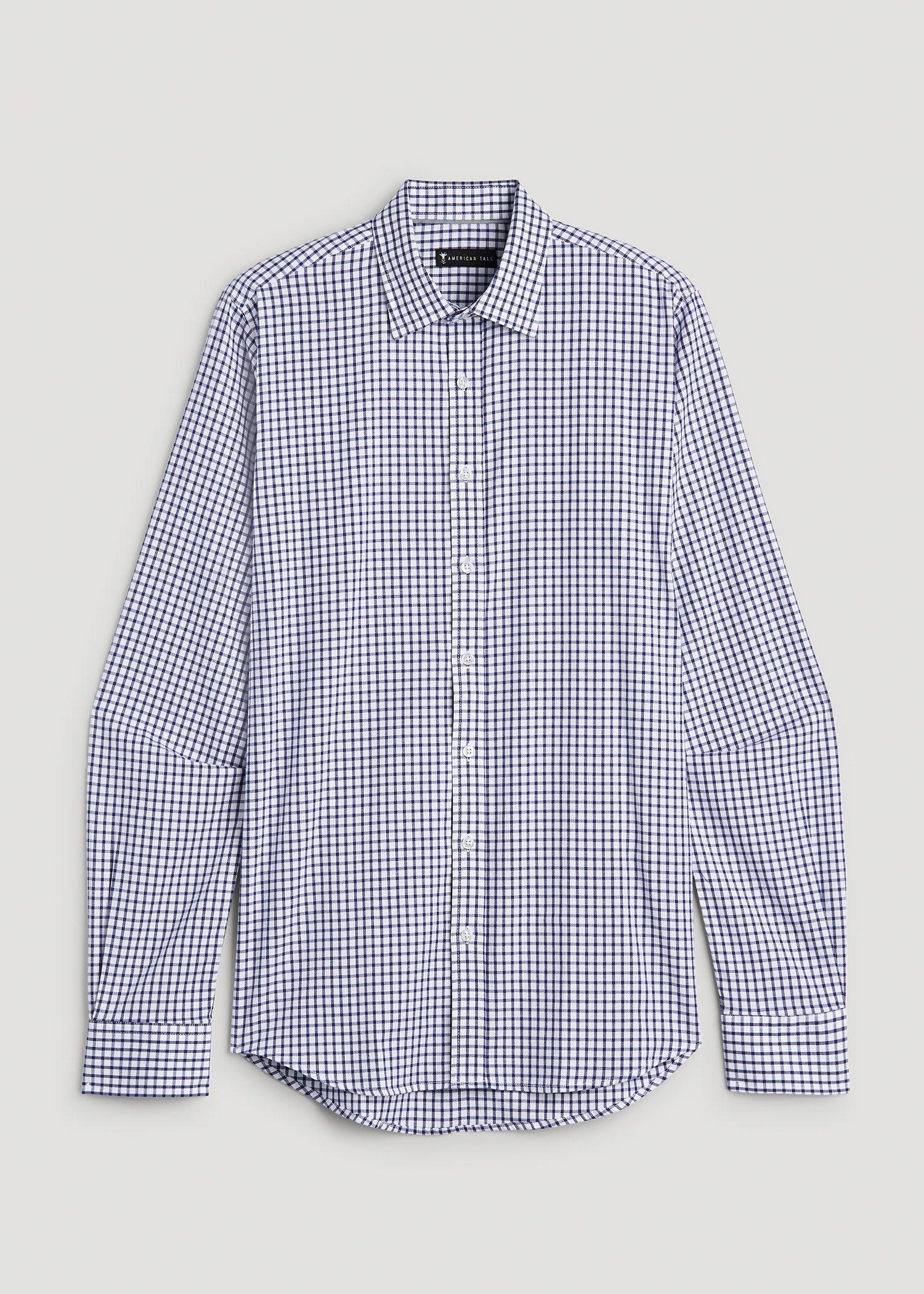 Oskar Button-Up Dress Shirt for Tall Men in Bright Blue Grid Male Product Image
