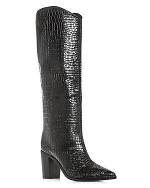 Schutz Maryana Leather Knee-High Croc Boot Womens at Urban Outfitters Product Image