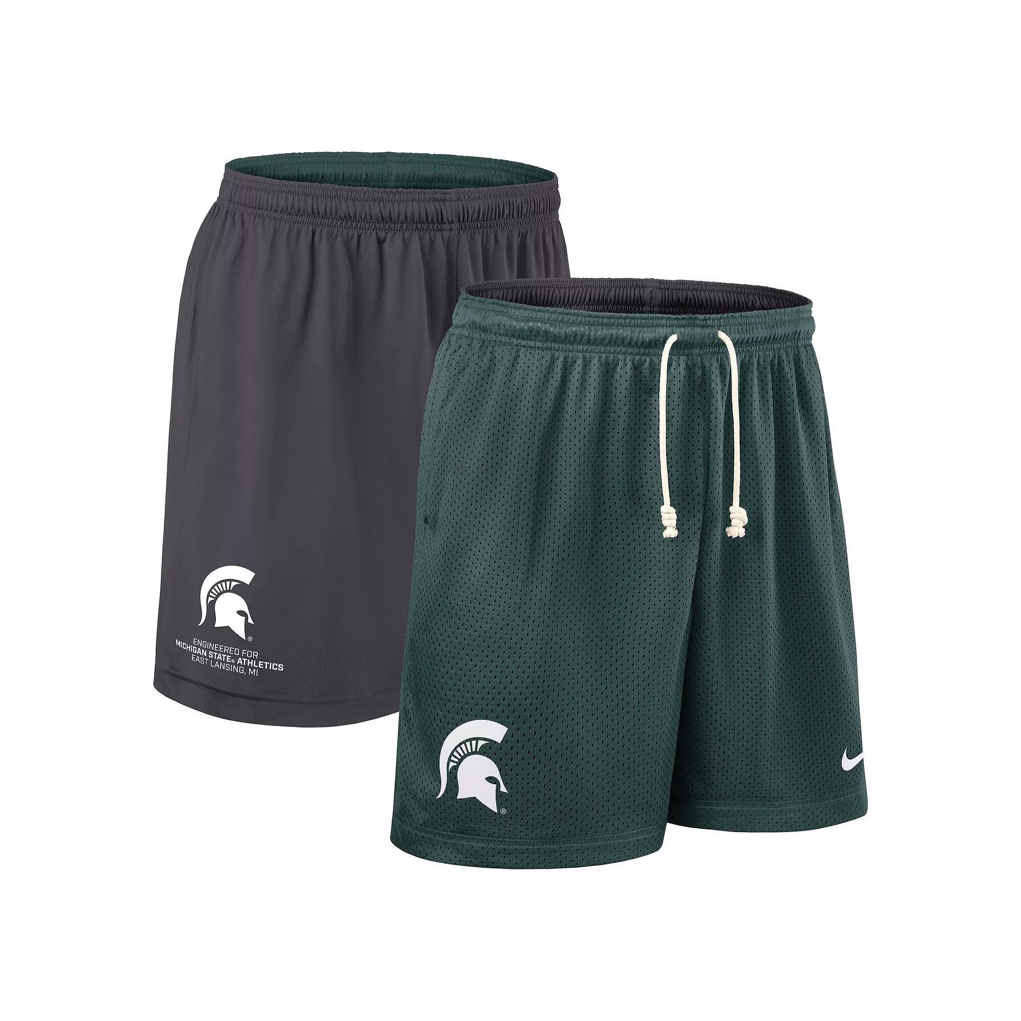 Men's Nike Green/Charcoal Michigan State Spartans 2025 Sideline Reversible Performance Shorts,  Product Image